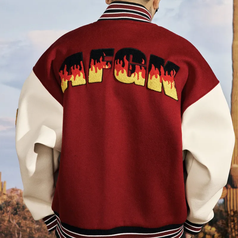 AFGK FW22 Baseball Jacket Unisex Red-3