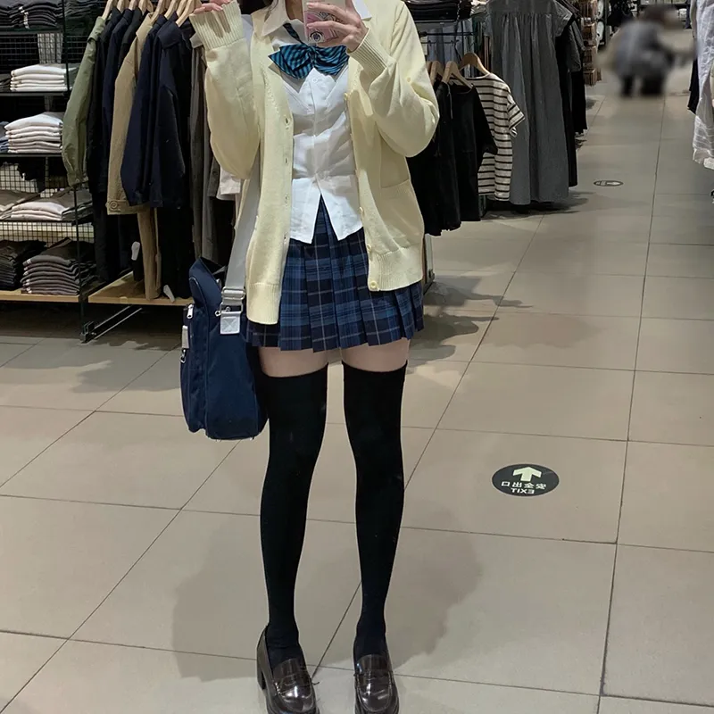 Tokyo Season Casual Short Skirts Women's Whale Fall, Plaid Skirt-28