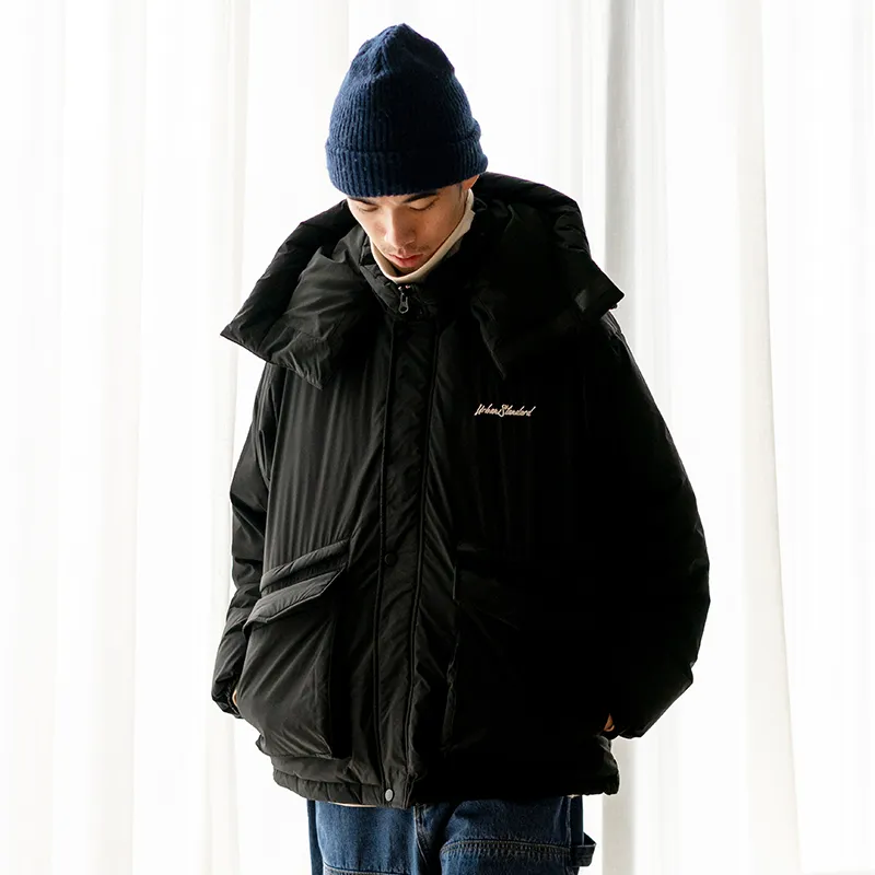 URBAN STANDARD Solid Color Hooded Loose Fit Thickened Down Jacket Unisex-9