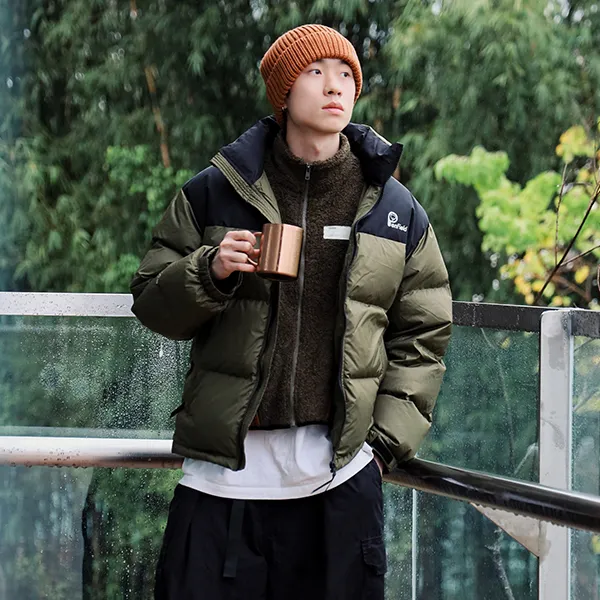 Penfield Hooded Loose Fit Long-Sleeved Down Jacket Unisex Olive Green-7