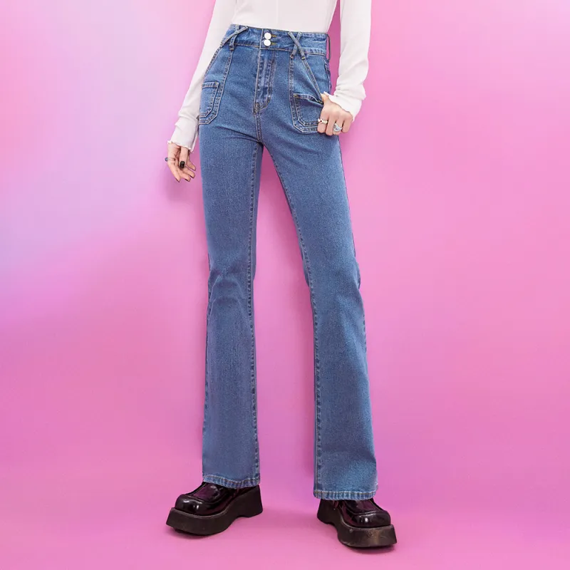 SEENFAAN Flared Pants Jeans Women's-6