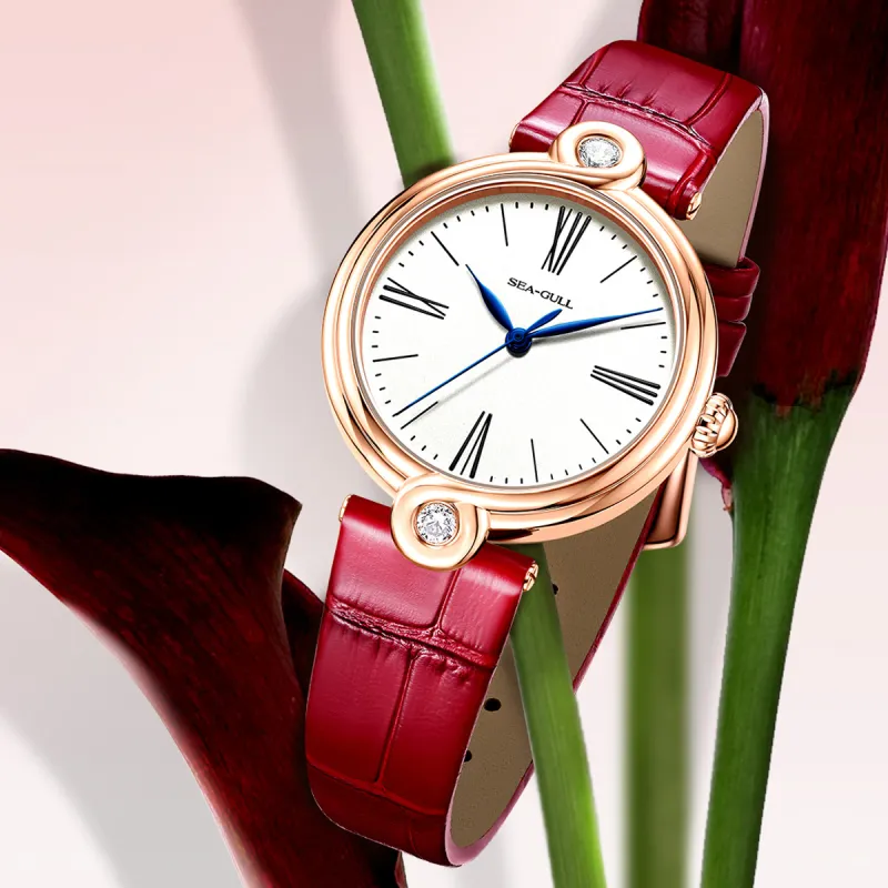 Sea Gull Unlimited Series Automatic Mechanical Movement Leather Strap Watch Women's Watch White Dial-10