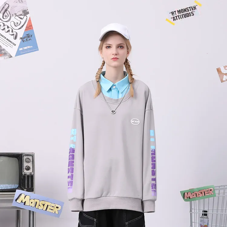 Bt Lapel Loose Fit Mock Two Piece Sweatshirt Unisex-7