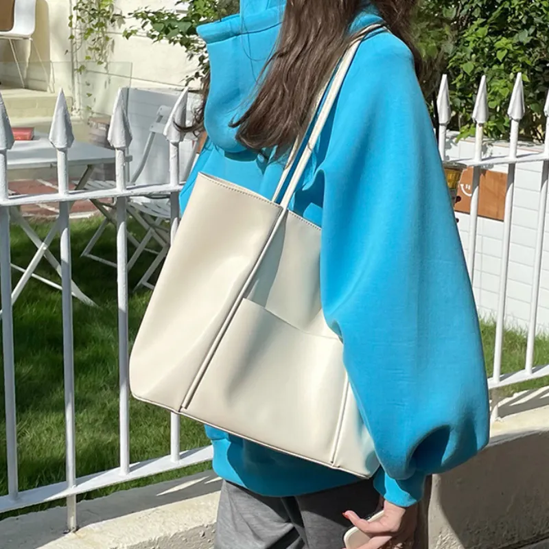 MARKANGARO PU Tote Bag Shoulder Bag Women's Black White Coffee-4