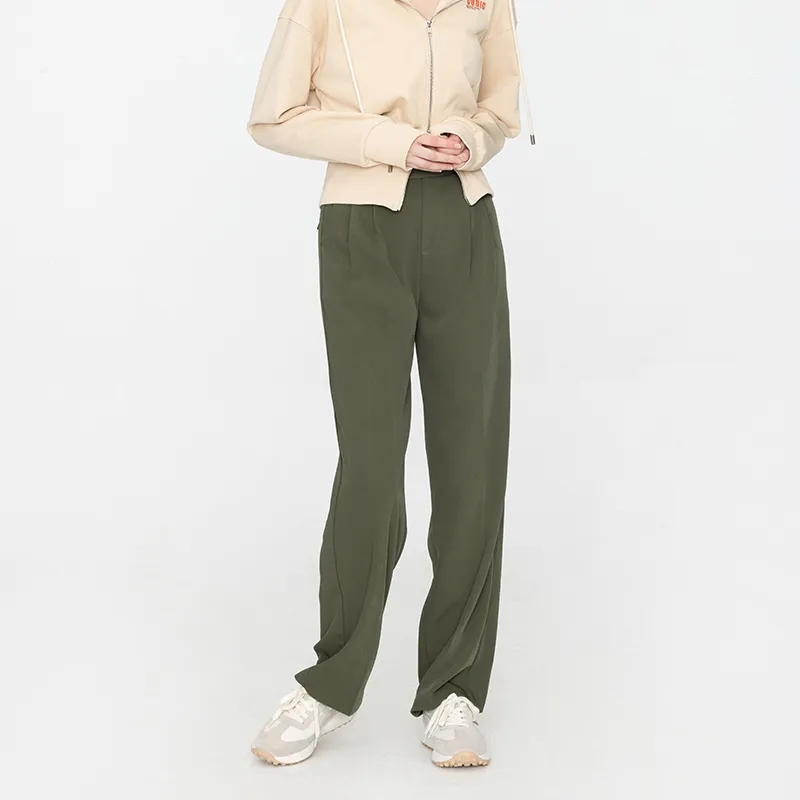 Cubic Casual Pants Women's Mustard Green-3