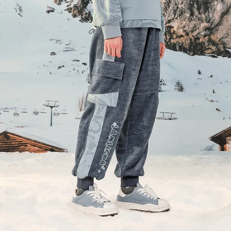 LAMLICKA Jogger Thickened Casual Pants Unisex Blue-4