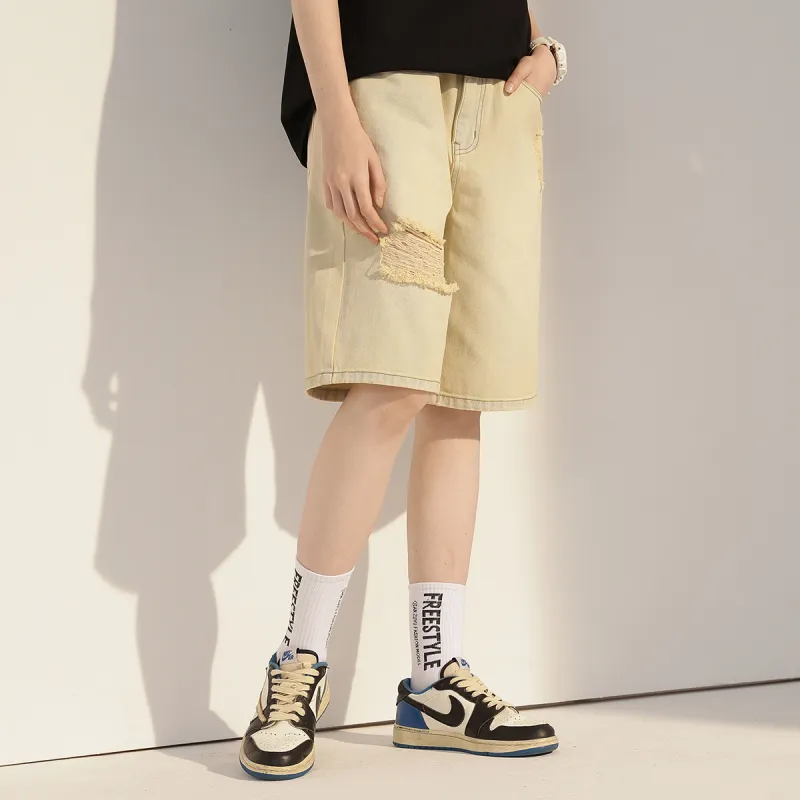 R.super Denim Shorts Unisex Yellow Mud-5