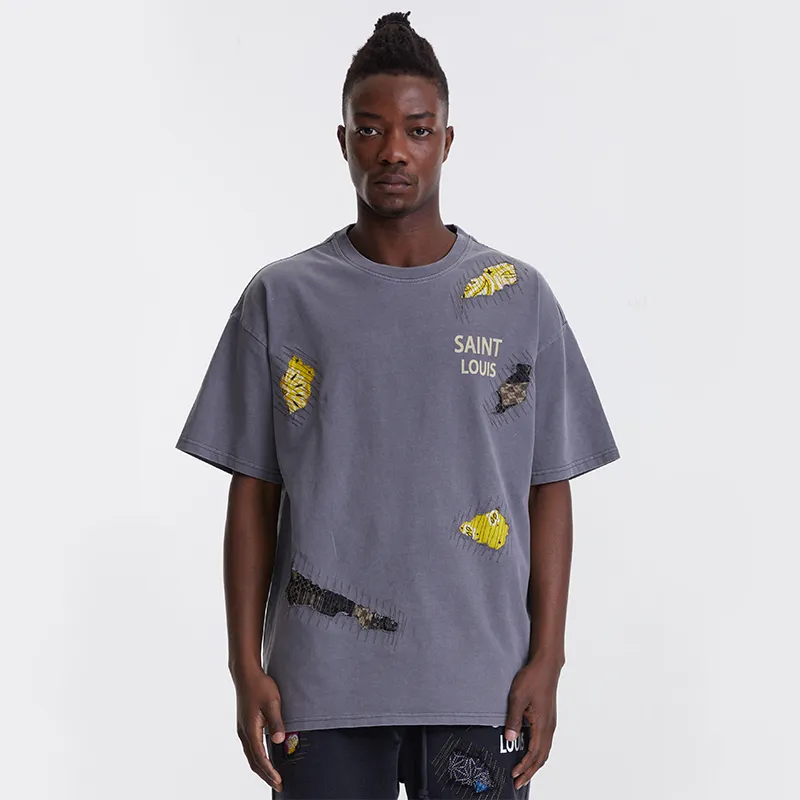 SSSAINT LOUIS T Shirts Unisex Washed Gray-1