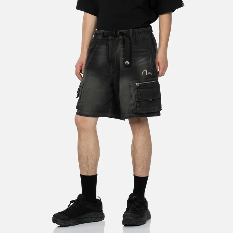 EVISU Denim Shorts Men Dark Gray-2