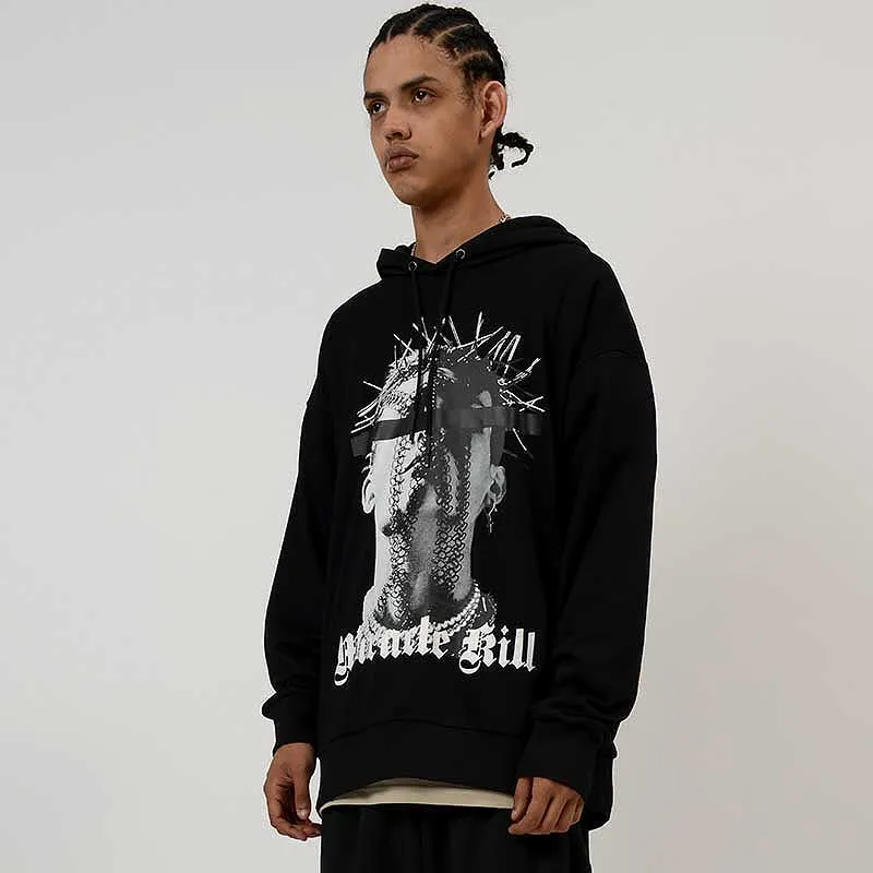MIRACLE KILL Hooded Loose Fit Sweatshirt Unisex-15