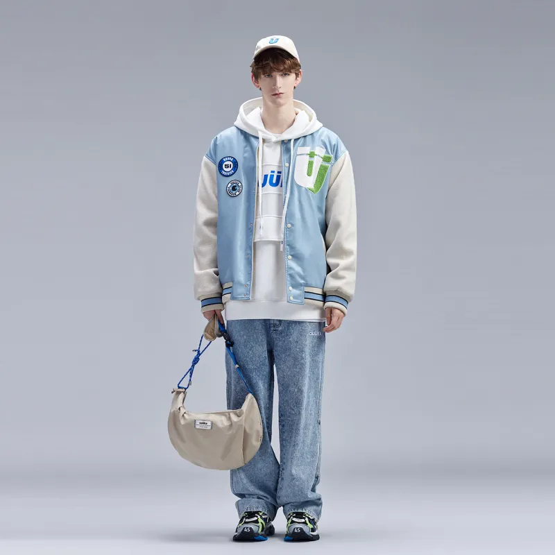 Guuka Baseball Jacket Men's Pink Blue-3