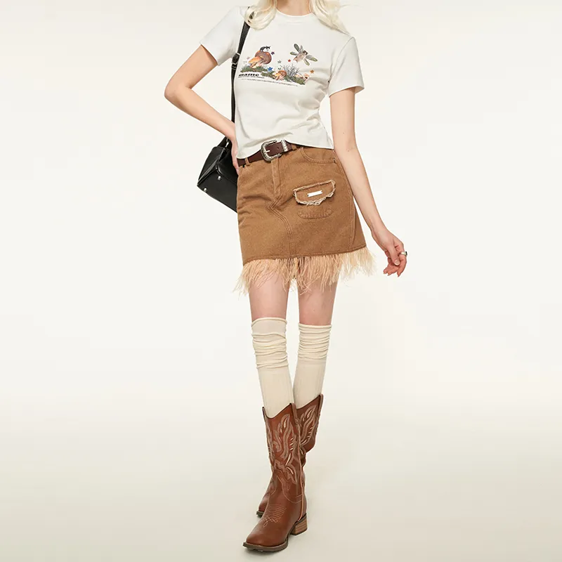 MAMC Casual Short Skirts Women's Khaki-2
