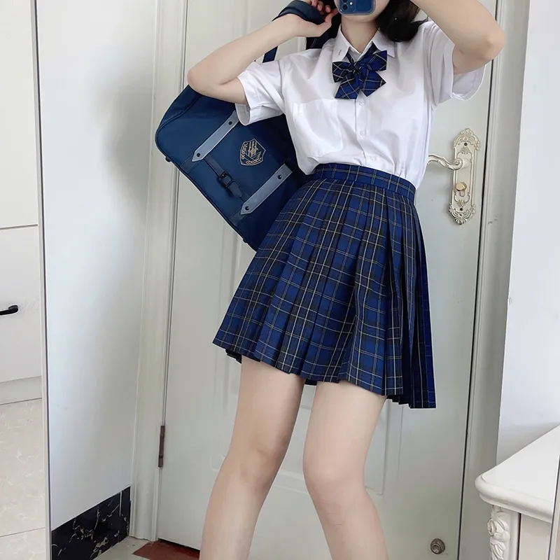 Tokyo Season Casual Short Skirts Women's Green Vine High School Plaid Skirt-49