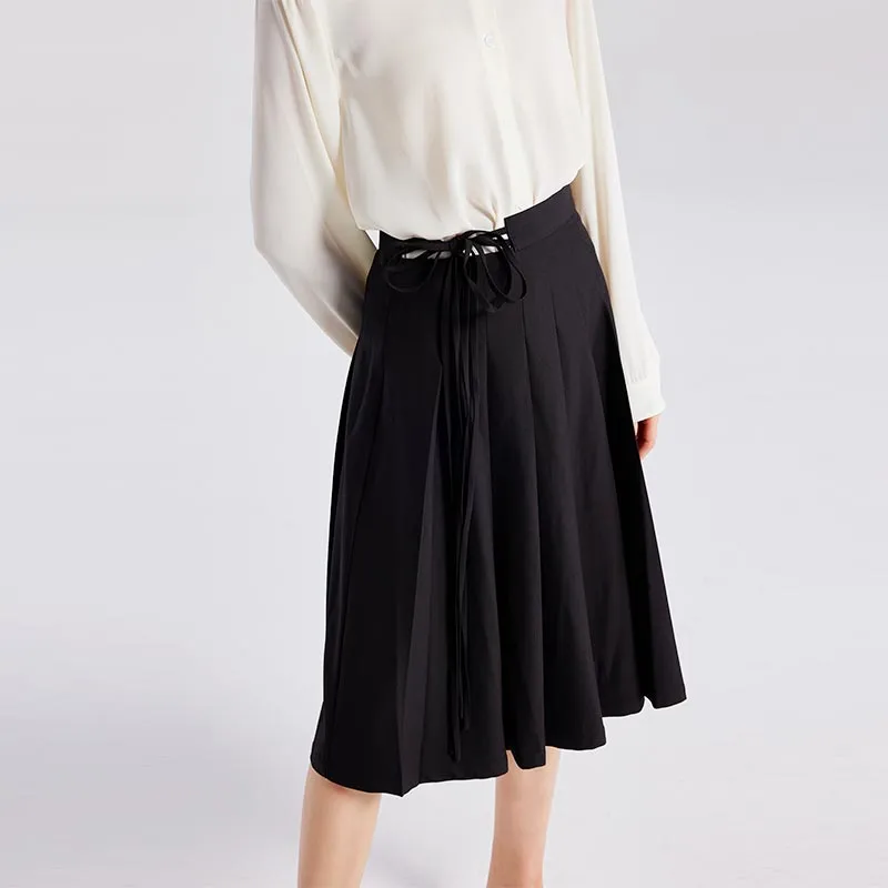 SUPIN Casual Long Skirts Women's Black-2