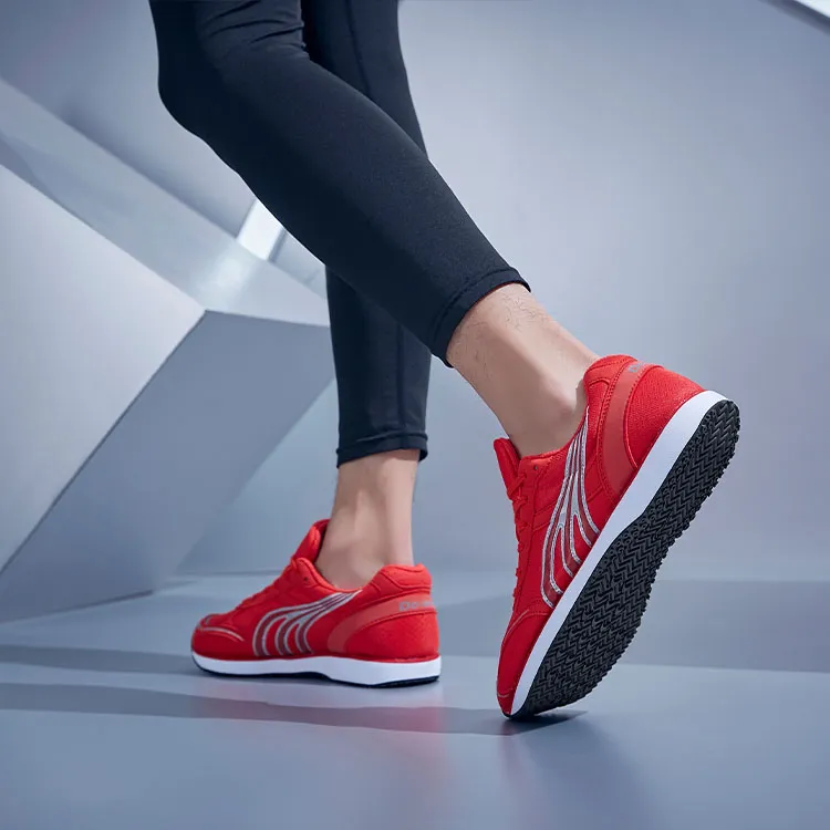DO WIN Cushioned Slip Resistant Abrasion Resistant Breathable Low Top Running Shoes Unisex Red-5