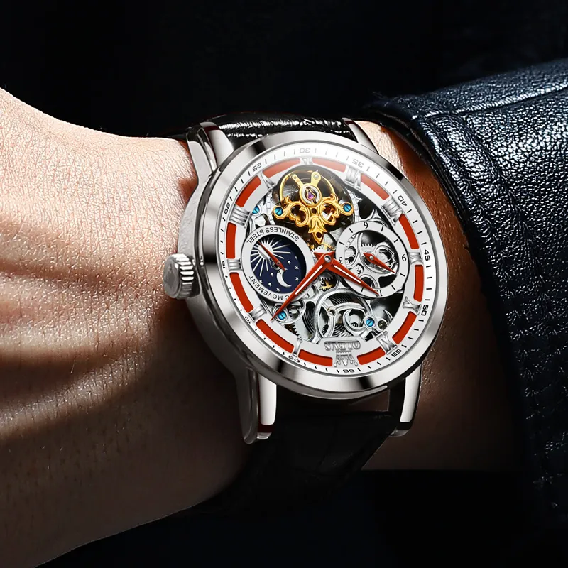 OLEVS Wisdom Series Mechanical Movement Watch Men's Watches White Dial-3