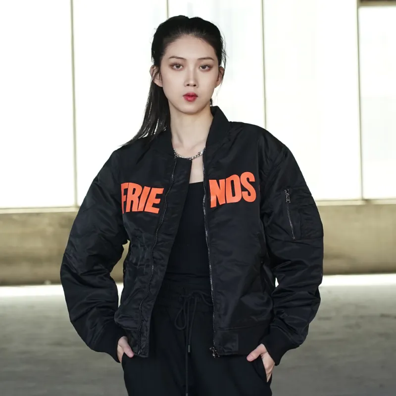 VLONE Big Logo Series Puffer Jackets Unisex Black Orange-2
