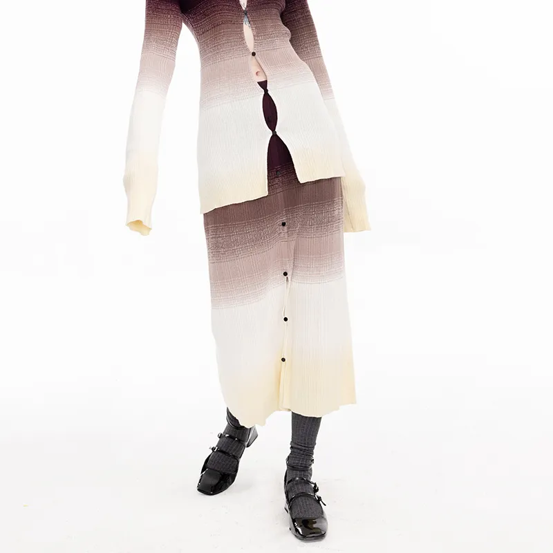 Cubic Knit Long Skirts Women's-13