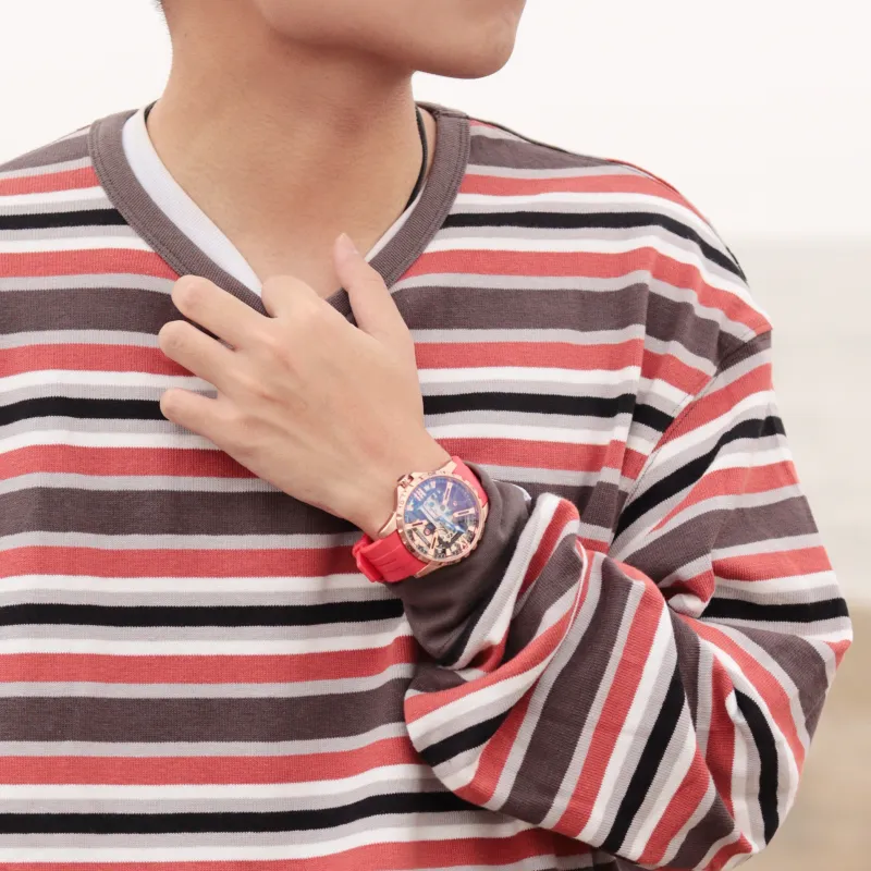 FAIRWHALE Pioneer Collection Men's Watch Automatic Mechanical Movement Silicone Strap Watch Men's Watches Cut Out Dial-5
