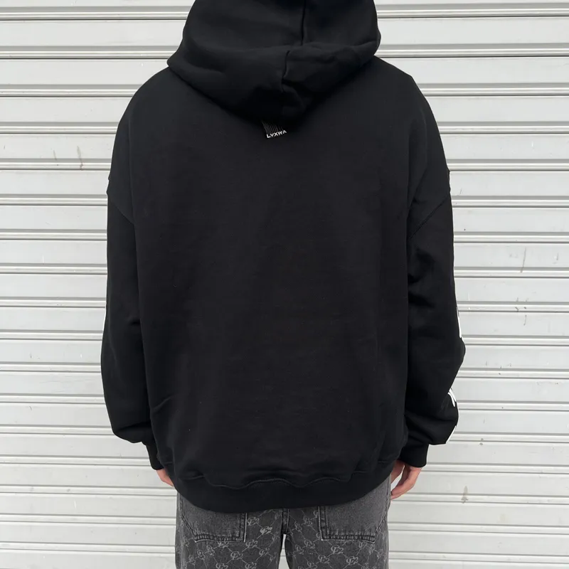 LVXWA Hooded Loose Fit Heavyweight Sweatshirt Unisex Black-3