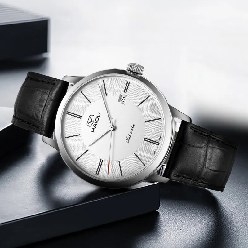 Sea Gull Automatic Mechanical Movement Genuine Leather Strap Watch Men's Watches White Dial-7