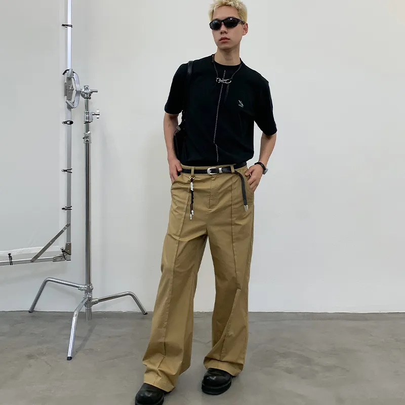 ROARINGWILD Casual Pants Unisex Khaki-2