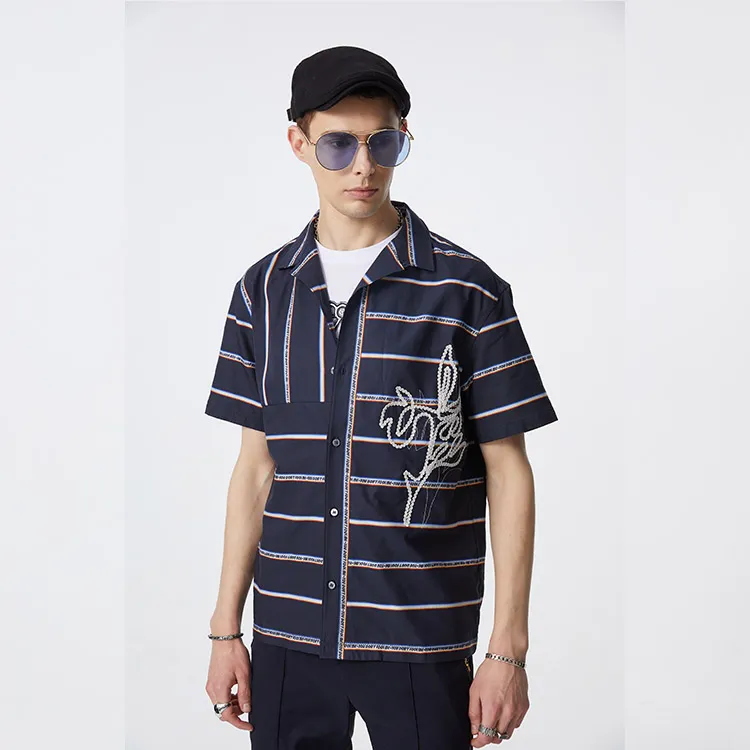 DAVID NAMAN Shirts Men Navy Blue-4