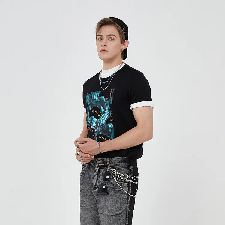DAVID NAMAN FW22 Straight T Shirt Men's Black-3