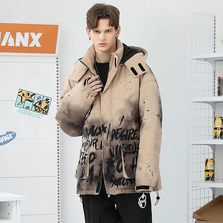 GENANX Cartoon Detachable Hood Loose Fit Puffer Jacket Unisex-9