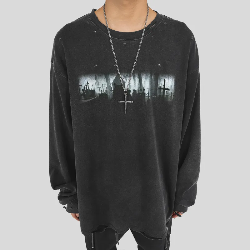 UNDERWATER Sweatshirts Men Washed Black-4
