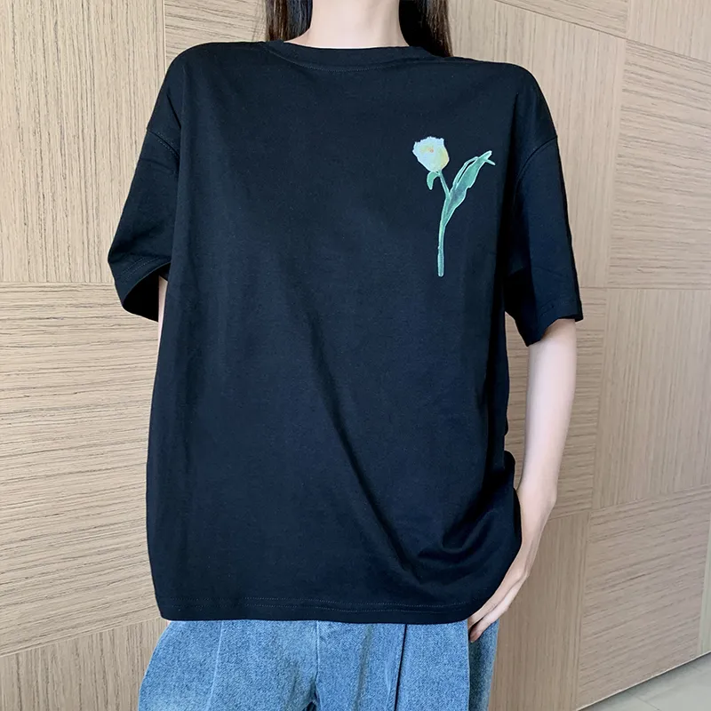 Gyokuu Elbow-Length Sleeved T-Shirt Women's Black-4