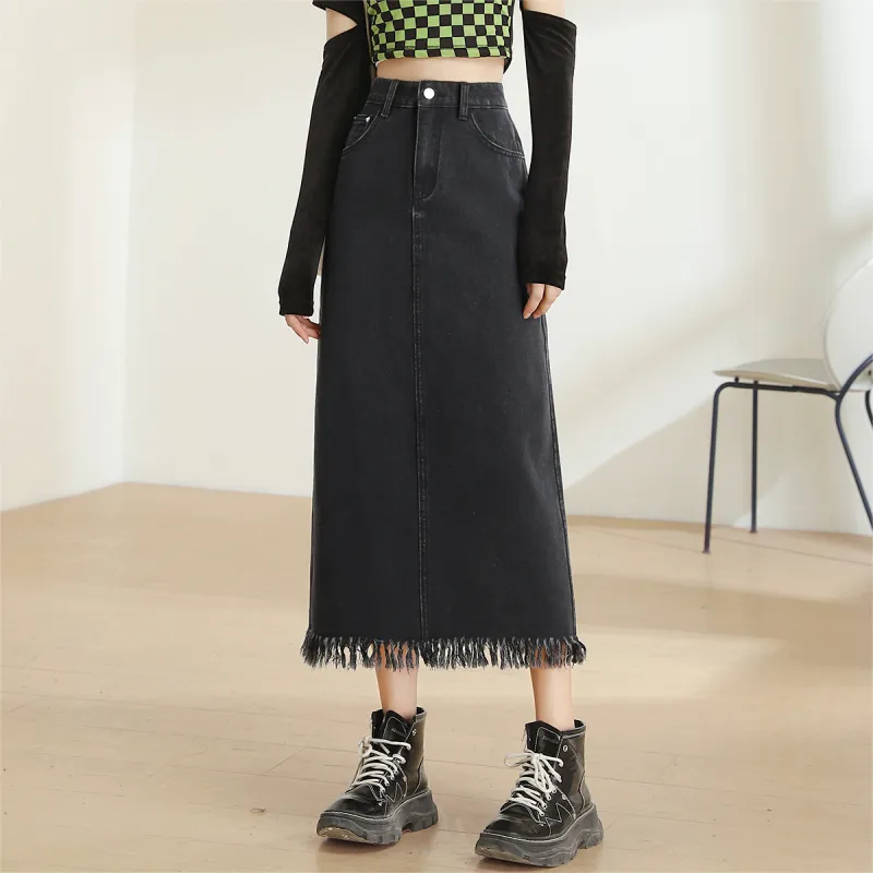 MITUAN Denim Long Skirts Women's-8