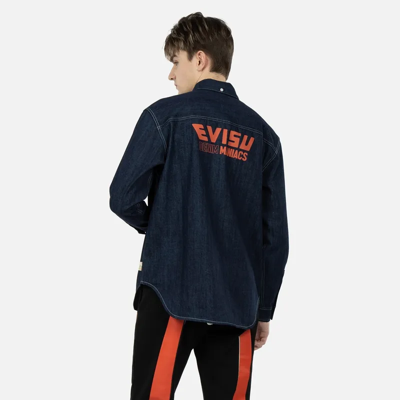 EVISU Shirts Men Denim Blue-2
