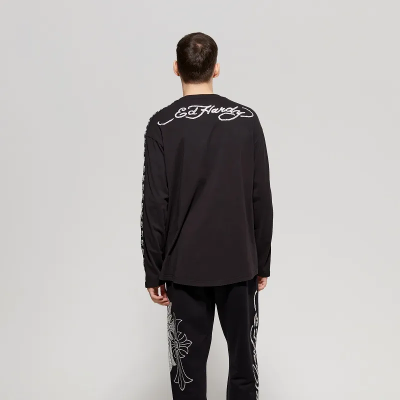 Ed Hardy Long Sleeved T Shirt Men's Black-3
