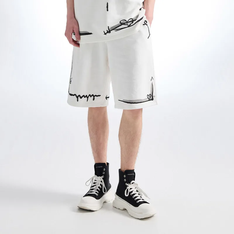 YLDP Casual Shorts Unisex White-2