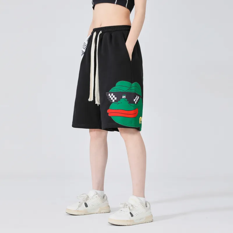 Pepe The Frog Casual Shorts Unisex Black-2