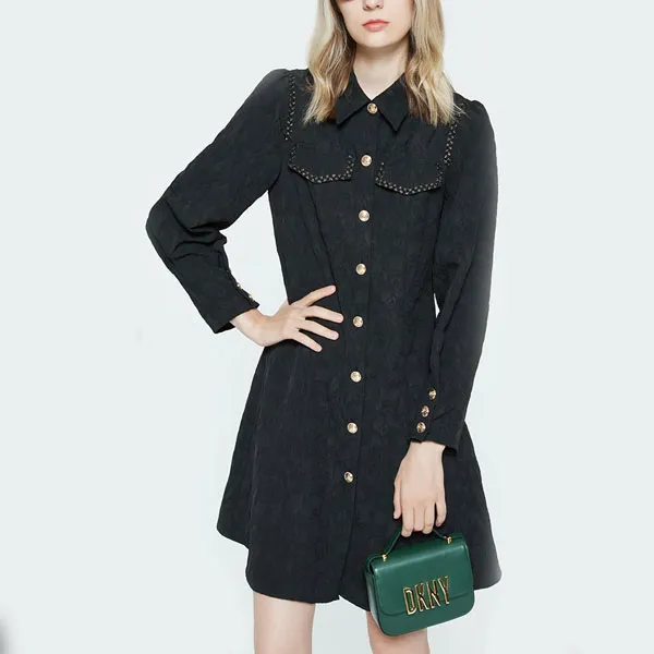 DKNY FW22 A-Line Skirt Dress Black-2