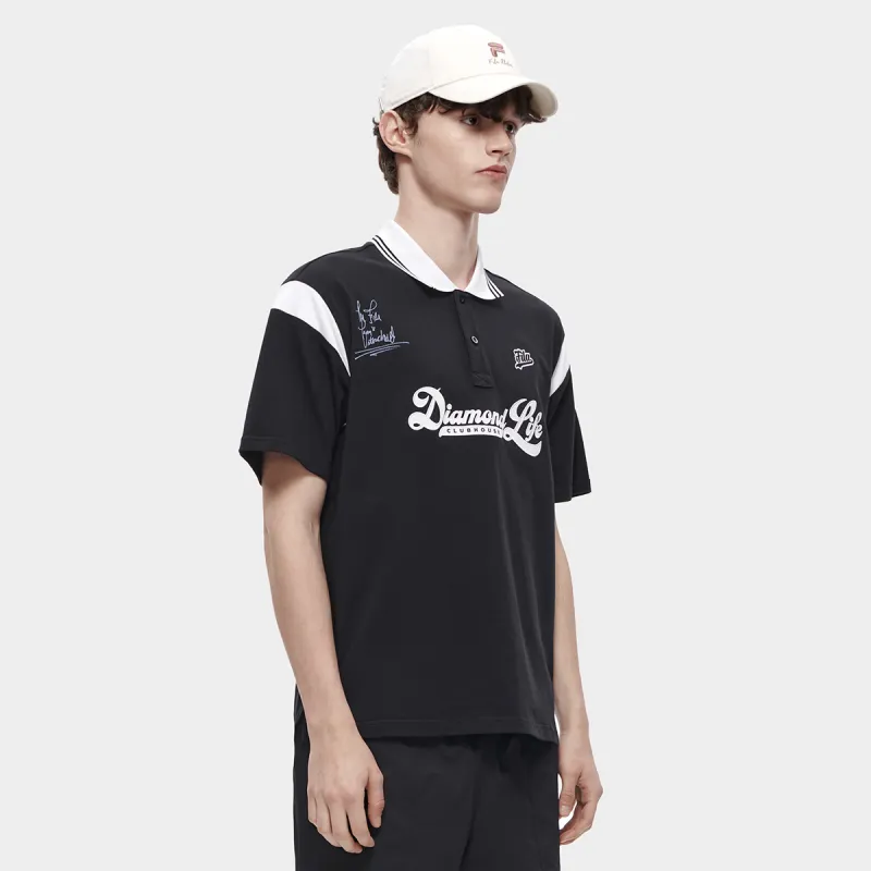 FILA FUSION BASEBALL Series Polo Shirt Men's Pitch Black-4