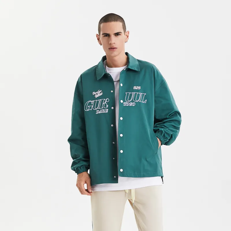 GUKUUL Loose Fit Jacket Fall Unisex Gray Green-4