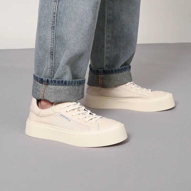 Anthony Miles Stylish Skateboarding Shoes Men's White-6