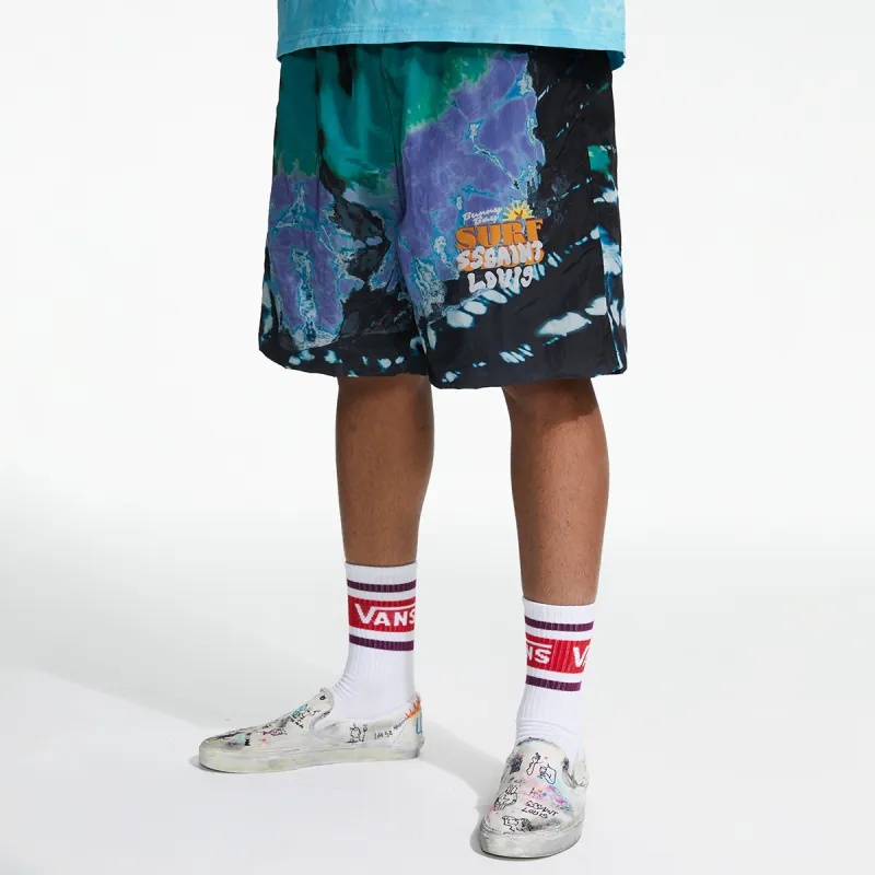 Playboy X SSSAINT LOUIS SSSAINT LOUIS X Playboy Co-branded Series Casual Shorts Unisex Tie-Dye Blue-3