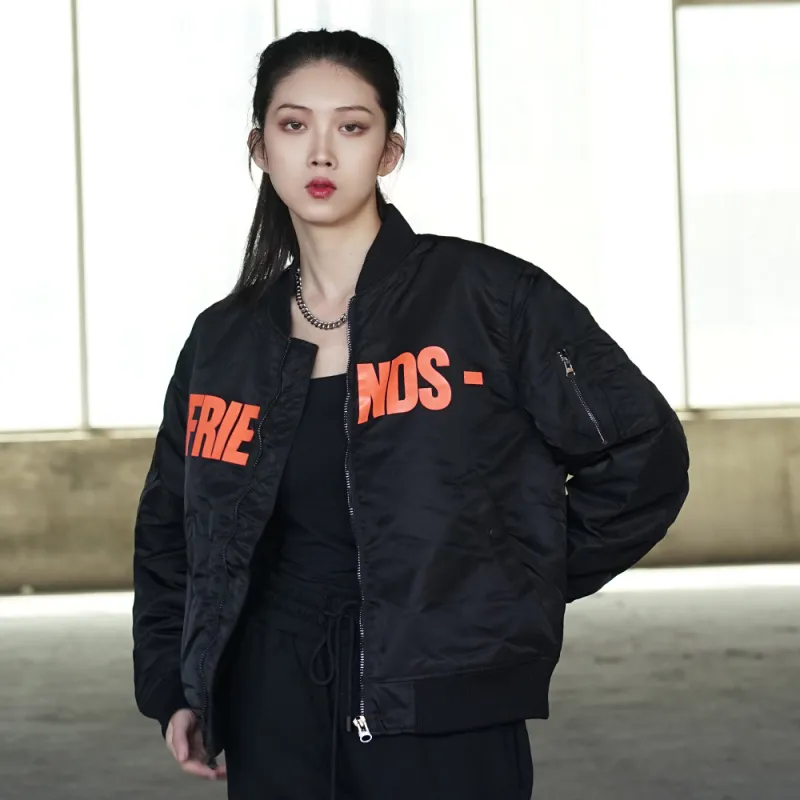 VLONE Big Logo Series Puffer Jackets Unisex Black Orange-3