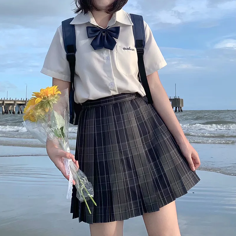 Tokyo Season Casual Short Skirts Women's Carbon Fiber Estate Plaid Skirt-36