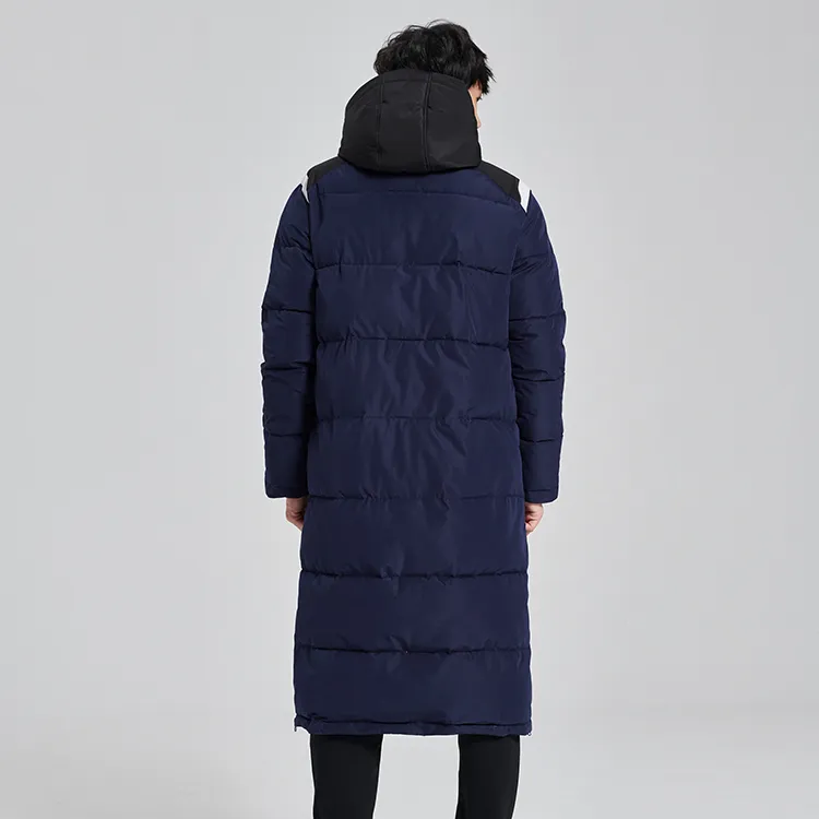 Joma Solid Color Hooded Loose Fit Thickened Long Puffer Jacket Men's Black-13