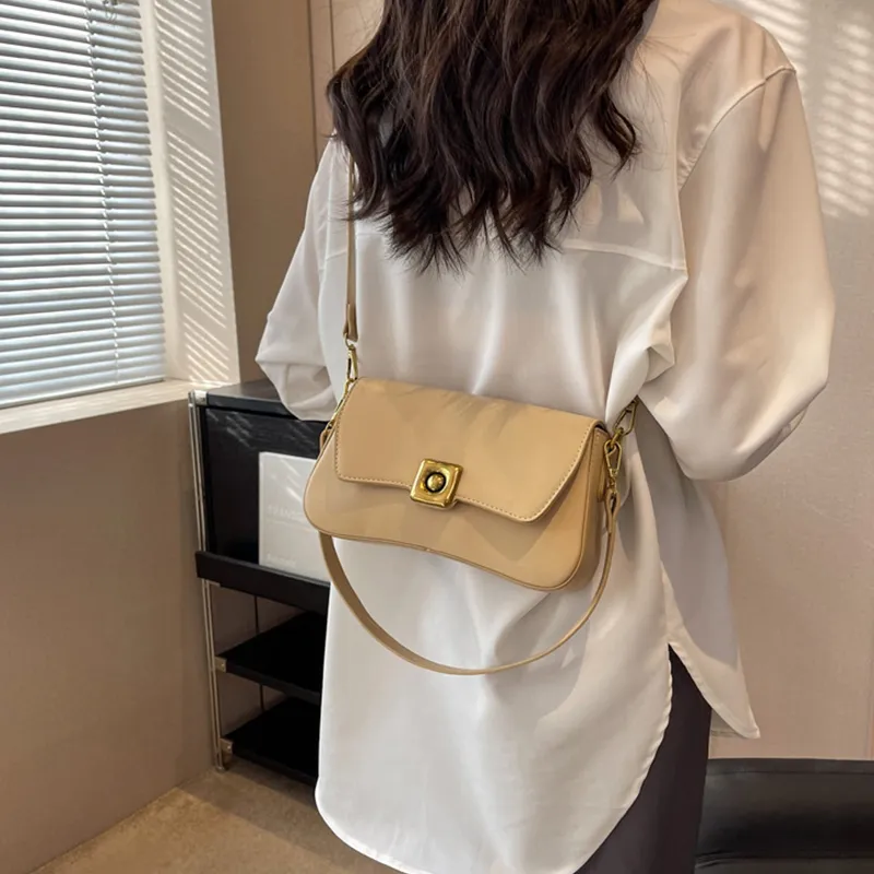 JANE KLAIN PU Small Square Bag, Shoulder Bag, Crossbody Bag, Shoulder Bag Medium Size Women's Black/White/Apricot/Brown-4