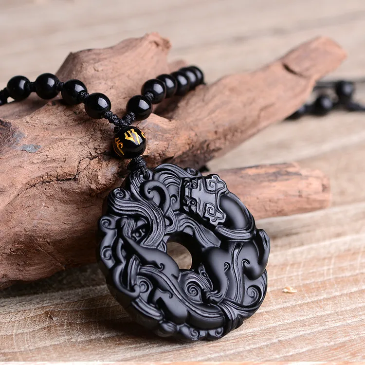 CHIEMOT Obsidian Necklaces Men's-5