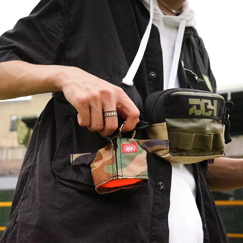 Rough Enough Polyester Earphone Case With Keychain And Pendant Key Pouch Mini Unisex Camouflage-5