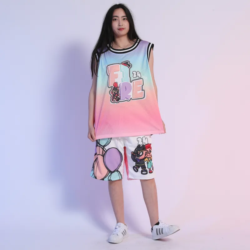 FireMonkey Basketball Jerseys Unisex Pink-2