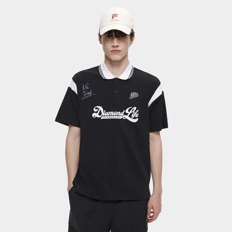 FILA FUSION BASEBALL Series Polo Shirt Men's Pitch Black-3