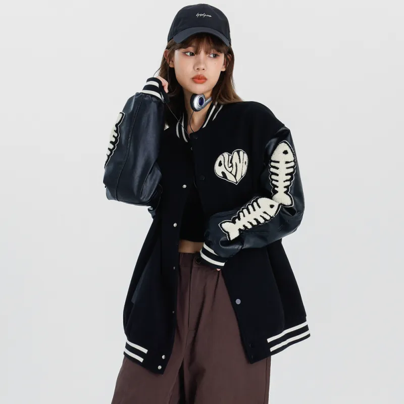ALL NIGHT DAYS Baseball Jacket Fall Unisex-5